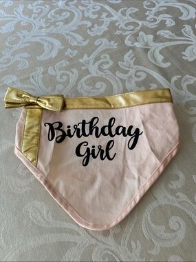 Birthday Girl Pink & Gold Dog Bandana